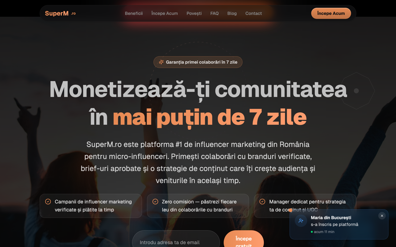 Platformă pentru campanii, creatori și branduri în România.